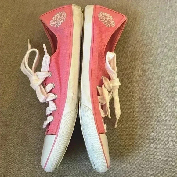 Ralph Lauren Pauline Sneakers Pink White Embroidered Logo retro shoes size 9 - Picture 6 of 9